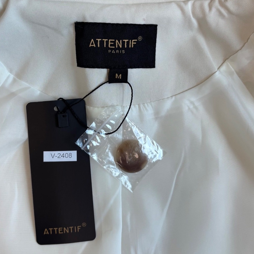 ATTENTIF PARIS Cropped Double Breasted Trench Jacket Beige, Size M, Cotton Blend - Picture 6 of 16